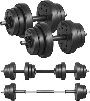 Dumbbells set - 2 x 10 kg - totaal 20 kg - zwart - metalen, Verzenden, Nieuw