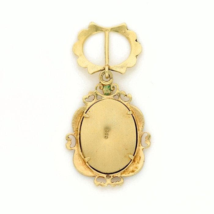 Hanger - 14 karaat Geel goud - Emaille, Handtassen en Accessoires, Antieke sieraden