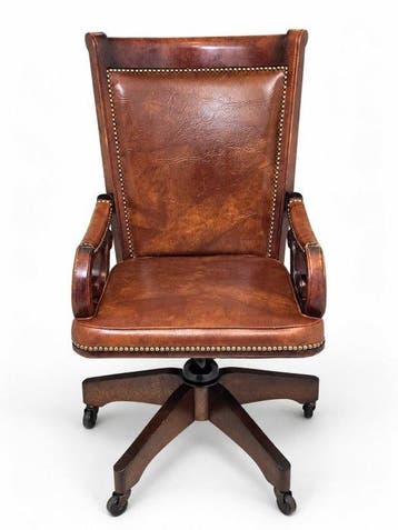 Chaise de bureau - Cuir, Bois, Fer
