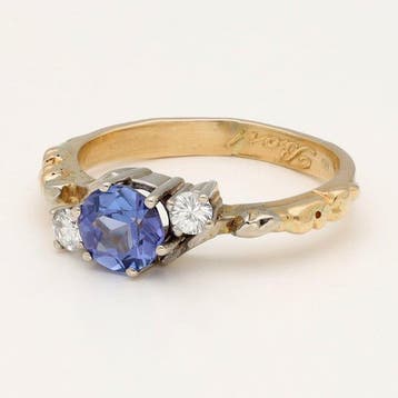 Ring - 14 karaat Geel goud Tanzaniet - Diamant