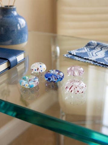 Murano - Presse-papier (5) - Glas, Murrine en bladgoud van