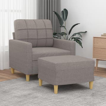 vidaXL Fauteuil met voetenbank / zetel 60 cm stof taupe, Verzenden