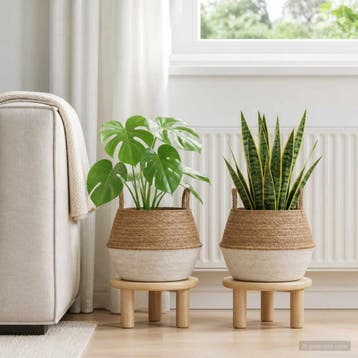 vidaXL Plantenpot met handvatten 2 st Wit Ø 45 x 36 cm 100%, Tuin en Terras, Verzenden, Nieuw