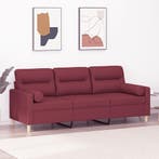 vidaXL Driezitsbank met sierkussens 180 cm stof wijnrood, Verzenden, Nieuw
