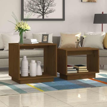 vidaXL 2-delige Salontafelset massief grenenhout honingbruin, Maison & Meubles, Verzenden