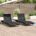 vidaXL Ligstoel 3 pcs Zwart 197 x 70 x 82 cm poly rattan, Verzenden, Nieuw