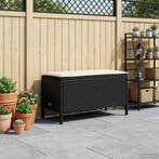 vidaXL Tuin Voetenbank Zwart en Crème 80 x 38 x 45 cm PE, Verzenden