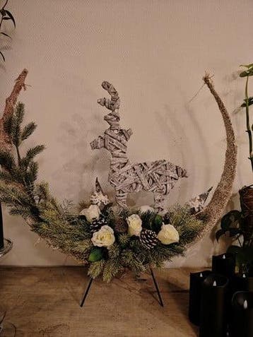 Rendier Willow Whitewash 25x43 cm op pin, Nieuw