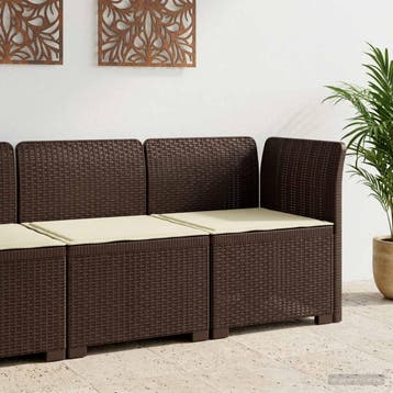 vidaXL Eén-zits Tuin Sofa met Kussen Rieten Look PP Bruin, Verzenden, Nieuw