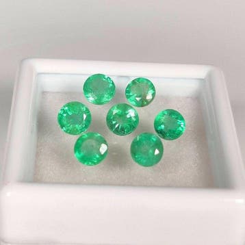 Zonder minimumprijs - 7 pcs Groen Smaragd - 1.47 ct -