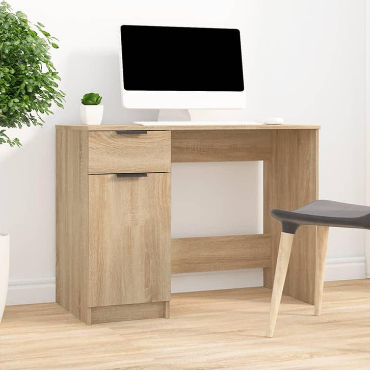 vidaXL Bureau 100x50x75 cm bewerkt hout sonoma eikenkleurig, Maison & Meubles, Bureaux, Envoi