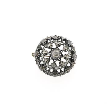 Antiek gouden broche met diamanten ca. 0,27 ct., Handtassen en Accessoires, Broches, Gebruikt, Ophalen of Verzenden, Met edelsteen