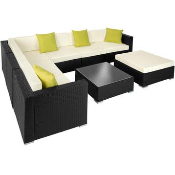 tectake Wicker loungeset met aluminium frame Marbella - zwar, Verzenden, Nieuw