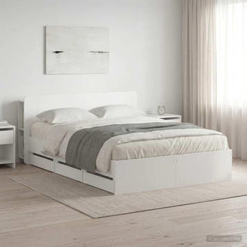 vidaXL Bedframe met opbergruimte en hoofdbord Wit 150 x 200, Huis en Inrichting, Slaapkamer | Bedden, Verzenden, Nieuw
