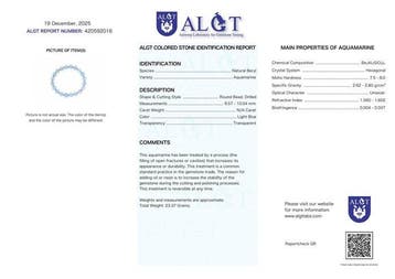 ALGT Gecertificeerd - Zeer Exclusieve Natuurlijke Aquamarijn