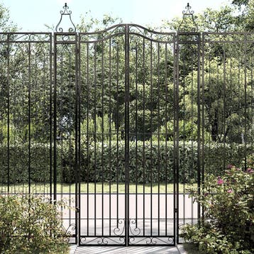 vidaXL Poort 121x8x200 cm smeedijzer zwart, Verzenden