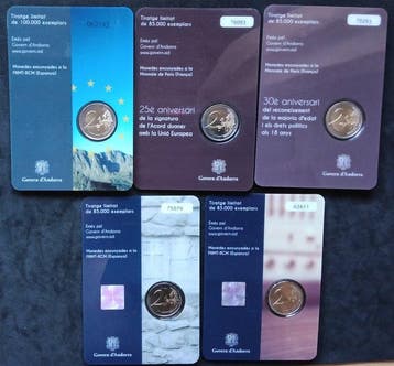 Andorre. 2 Euro 2014/2016 (5 coincards) (Sans prix de