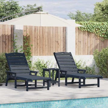 vidaXL Ligstoel 2 pcs Marineblauw 195,5 x 53 x 98,5 cm, Verzenden