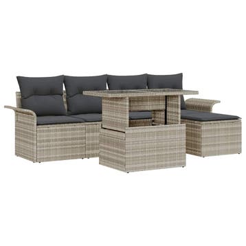 vidaXL Tuinbank Set 6 st Lichtgrijs [Synthetisch]: Poly Riet, Verzenden, Nieuw