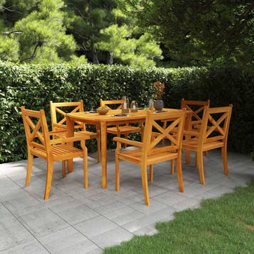 vidaXL 7-delige Tuinset massief acaciahout, Tuin en Terras, Tuinsets en Loungesets, Verzenden, Nieuw, Tuinset
