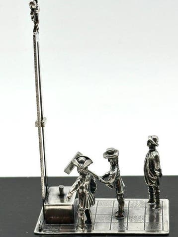 No reserve-Grote,zwaren handgemaakte zilveren miniatuur Kop, Antiek en Kunst