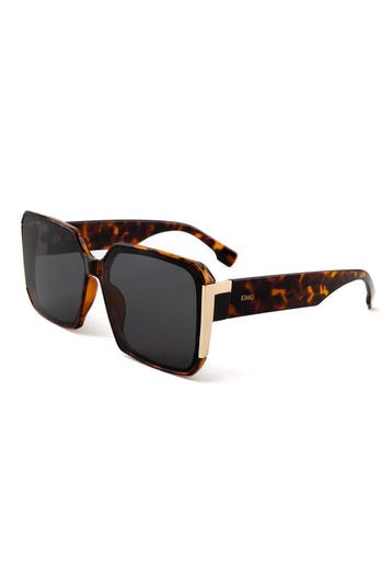 KIMU® Zonnebril MIU Grote Vierkante Tortoise Bruin Montuur G, Ophalen of Verzenden, Nieuw
