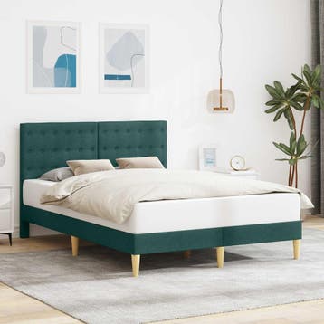 vidaXL Bedframe met hoofdeinde Donkergroen 140 x 190 cm Stof, Verzenden, Nieuw