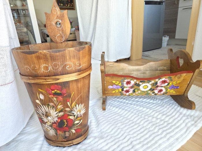 2er Set Alpenländische Bauernmalerei (1950er): Exklusiver, Antiek en Kunst, Curiosa en Brocante