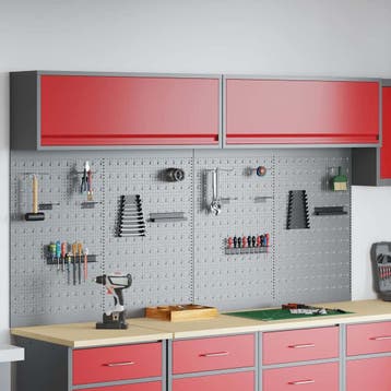 vidaXL Gereedschapskast Set met plank 6 st Rood Gepoedercoat, Verzenden