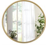 2dekans | Woltu Ronde Wandspiegel 60x60 cm - Gouden Metalen, Huis en Inrichting, Woonaccessoires | Spiegels, Ophalen of Verzenden