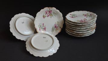 Limoges - Assiette (11) - Porcelaine - Limoges Fragnet x11, Antiquités & Art