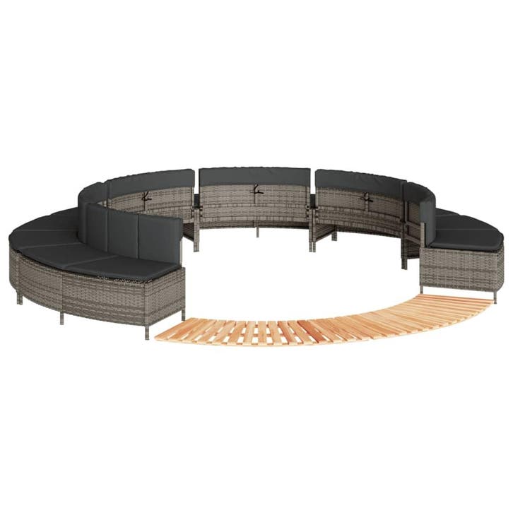 vidaXL Hottub-ombouw poly rattan massief acaciahout grijs, Tuin en Terras, Zwembaden, Nieuw, Verzenden