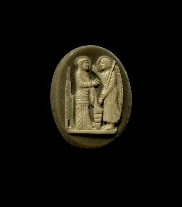 De Kruistijd agaatsteen Cameo - 3 cm (Zonder minimumprijs), Antiek en Kunst, Antiek | Overige Antiek