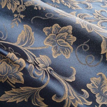 GCFabrics – Tissu jacquard pour tapisserie bleu nuit et or
