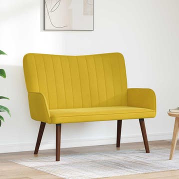 vidaXL 2-Zits Sofa Geel 115 x 61 x 87 cm fluweel, Verzenden, Nieuw