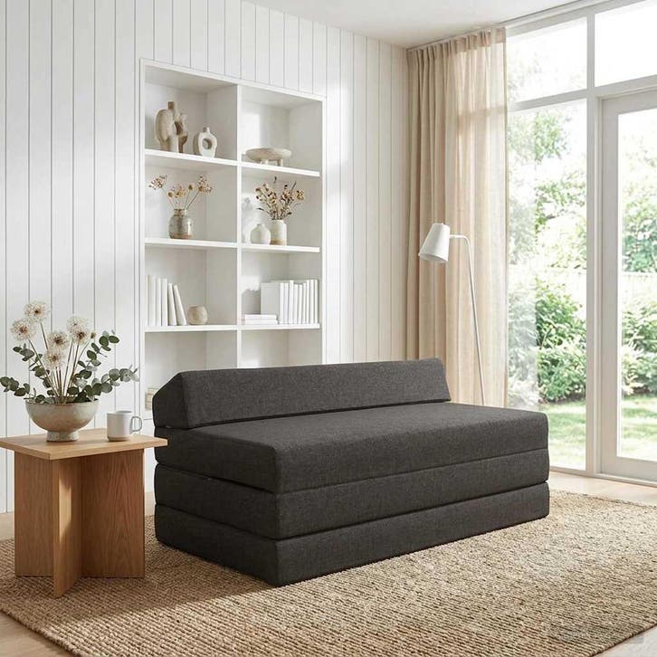 vidaXL Vouwbare Sofa Bed Donkergrijs 120 x 60 x 49 cm Stof, Huis en Inrichting, Zetels | Zetels, Nieuw, Verzenden