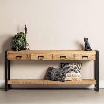 Mangohout Sidetable Britt 180 cm, Huis en Inrichting, Tafels | Sidetables, Verzenden, Nieuw, Overige houtsoorten, Industriële meubels