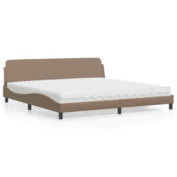 vidaXL Bed met matras Dover kunstleer cappuccinokleurig, Huis en Inrichting, Slaapkamer | Bedden, Verzenden, Nieuw
