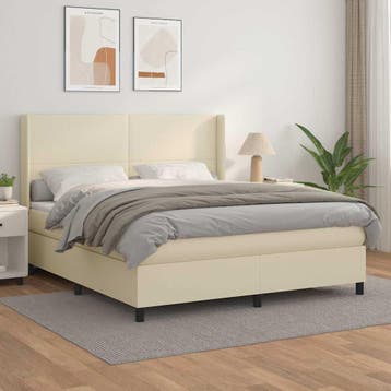 vidaXL Boxspring met matras kunstleer crèmekleurig 160x200, Verzenden, Nieuw