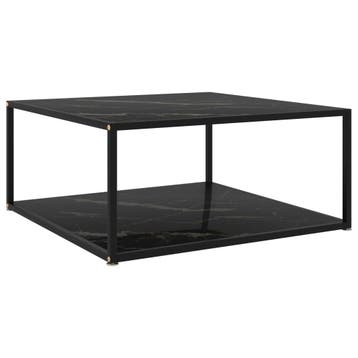 vidaXL Salontafel 80x80x35 cm gehard glas zwart, Huis en Inrichting, Tafels | Salontafels, Verzenden, Nieuw