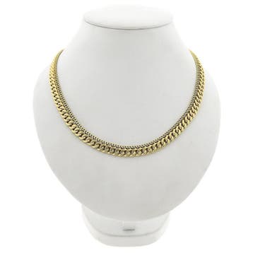 Gouden dubbele gourmetschakel ketting, Handtassen en Accessoires, Kettingen, Ophalen of Verzenden, Gebruikt, Goud, Goud
