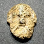 Romain antique Plomb Tête décorative rare avec un portrait