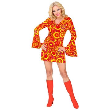 Disco 70S Jurk Oranje Dames, Verzenden, Nieuw