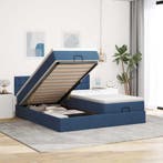 vidaXL Ottoman bed met matrassen 180x200cm stof blauw, Verzenden, Nieuw