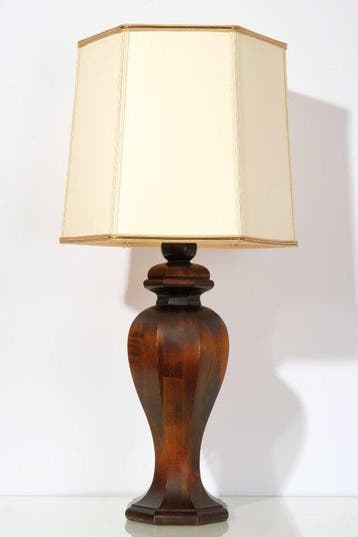 Chique Hoge Massief Houten Tafellamp - Tafellamp -