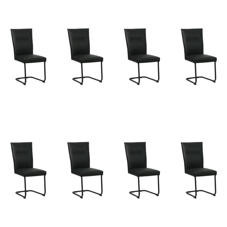 Set van 8 Leren eetkamerstoelen Retro - Toledo Nero (zwart), Maison & Meubles, Chaises, Enlèvement ou Envoi