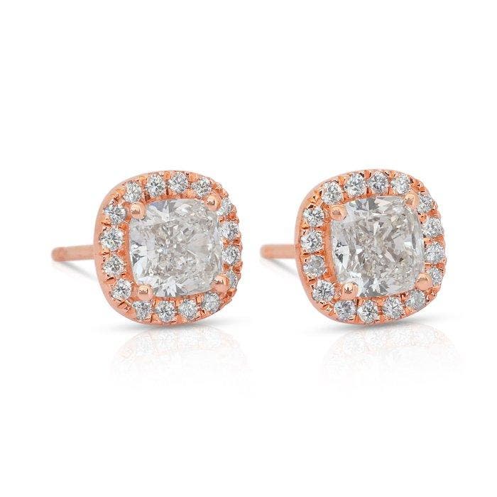 Boucles doreilles - 18 carats Or rose - 2.22ct. tw. Diamant, Handtassen en Accessoires, Oorbellen