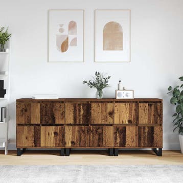 vidaXL Dressoir 3 st Oudhout 60 x 35 x 70 cm, Verzenden