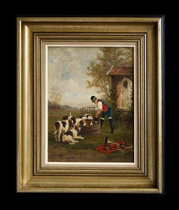 Albert De Gesne (1834-1903) - Les chiens à labreuvoir