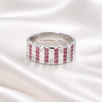 Zonder minimumprijs - Ring Verguld Robijn - Diamant -, Nieuw